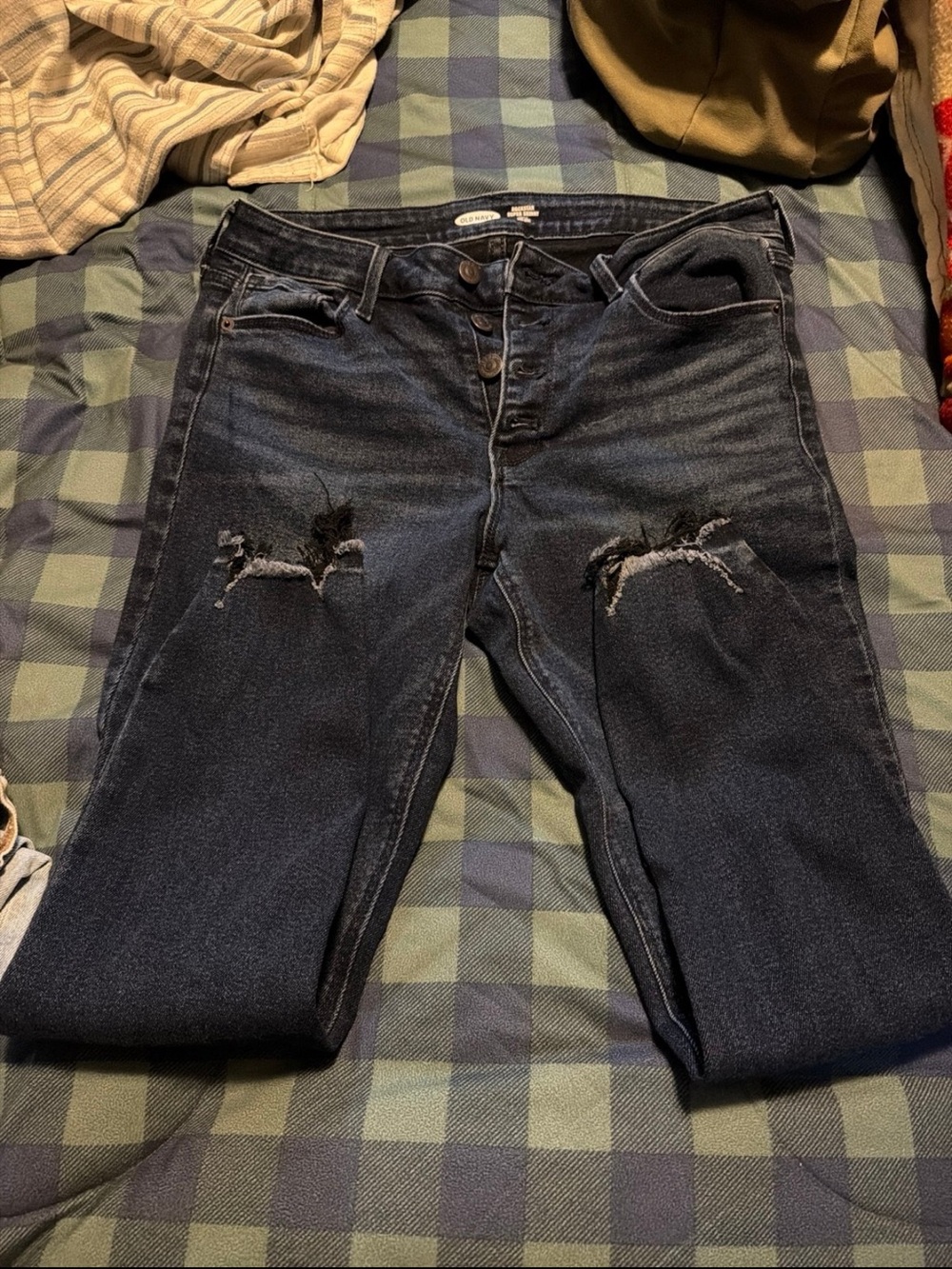 Old Navy Dark Blue Distressed Skinny Jeans